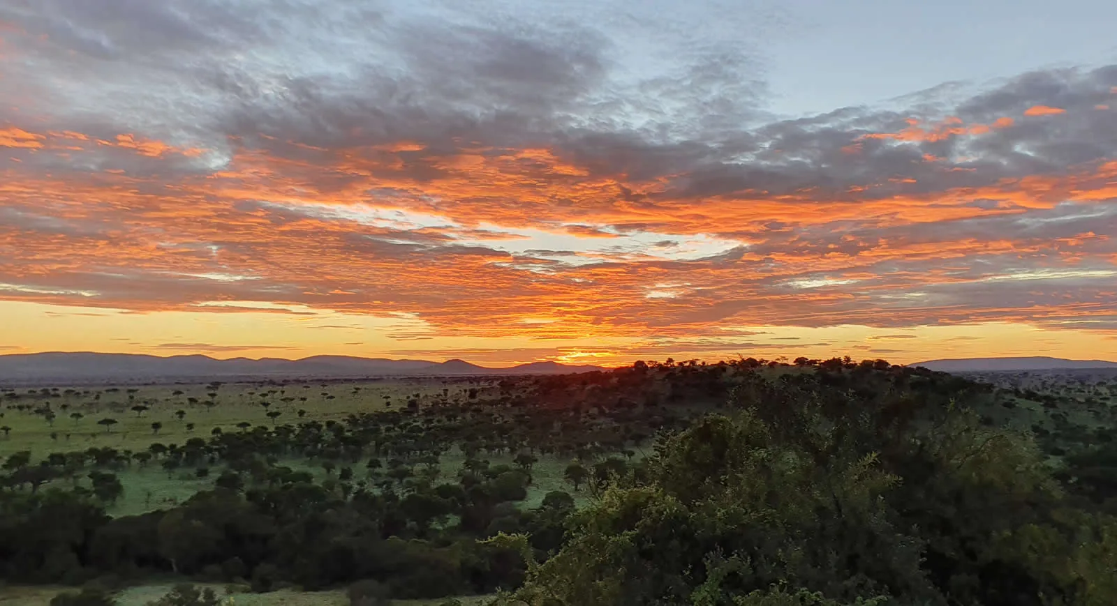Sunset over the western Serengeti from Mbalageti