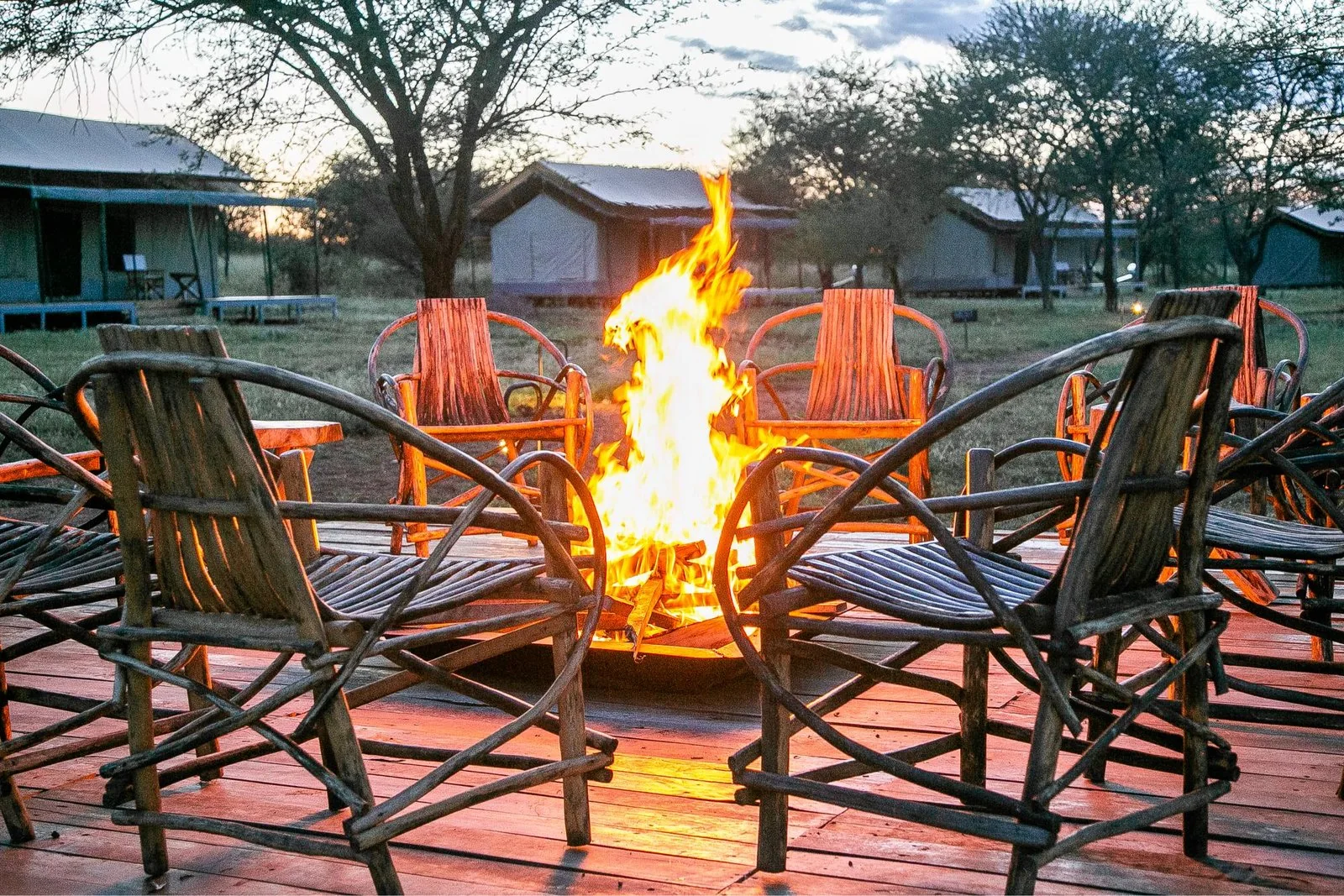 Campfire seating at Kon Tiki Central Serengeti Camp